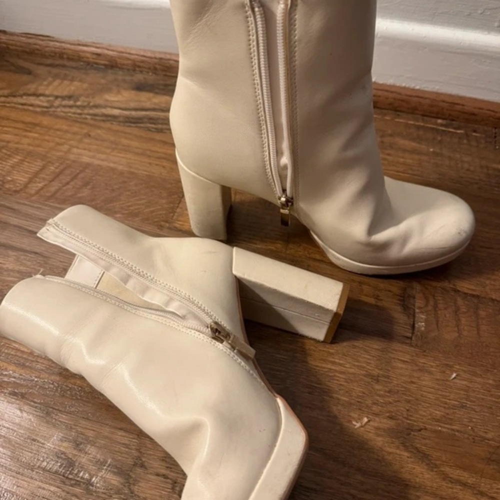 Elegant Cream Heeled Boots